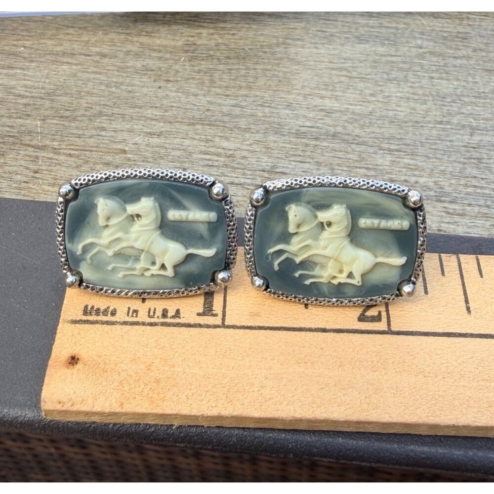 Vintage Sterling Silver Cufflinks With Horse Motif By CYARD - Picture 8 of 8